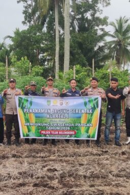 Polsek Kateman Tanam Jagung 2 Hektare di Tanjung Raja, Perkuat Gerakan Swasembada Pangan Bersama Masyarakat