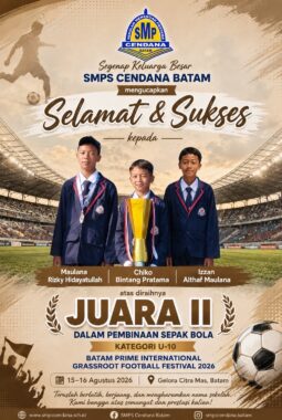 Tiga Bintang Muda SMPS Cendana Batam Bersinar, Raih Juara II Batam Prime International Grassroot Football Festival 2026